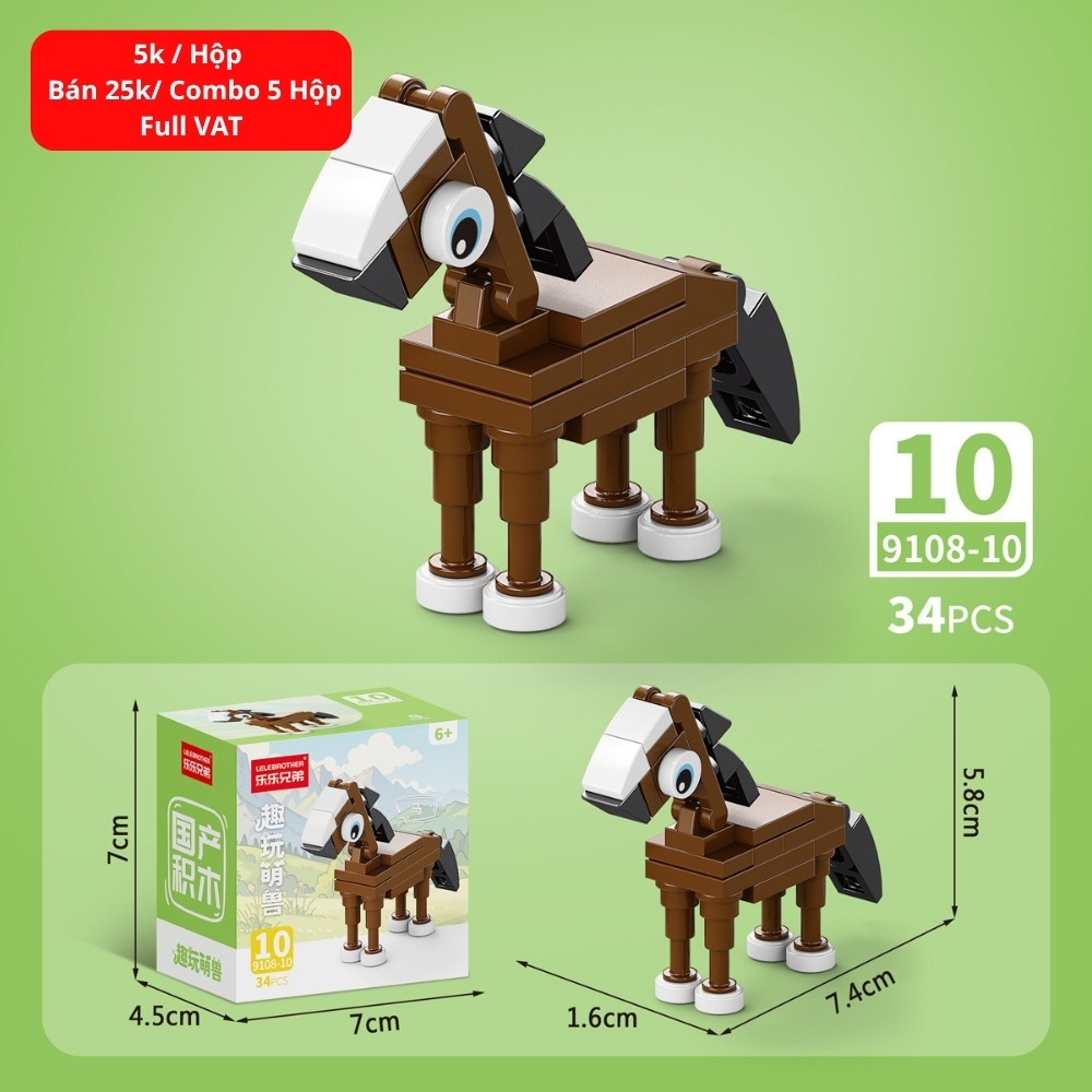 Combo 5 Bộ Lắp Ghép Mô Hình Động Vật 36pcs. SKU: LG-9108-10 ( VAT 001-C5-11 ) - K136-T3-S10
