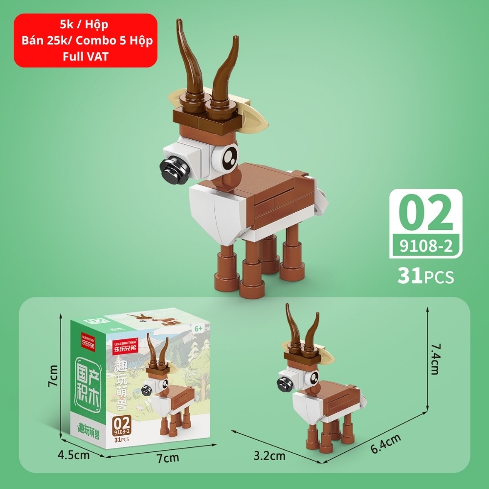 Combo 5 Bộ Lắp Ghép Mô Hình Động Vật 31pcs. SKU: LG-9108-2 ( VAT 001-C5-11 ) - K136-T3-S2