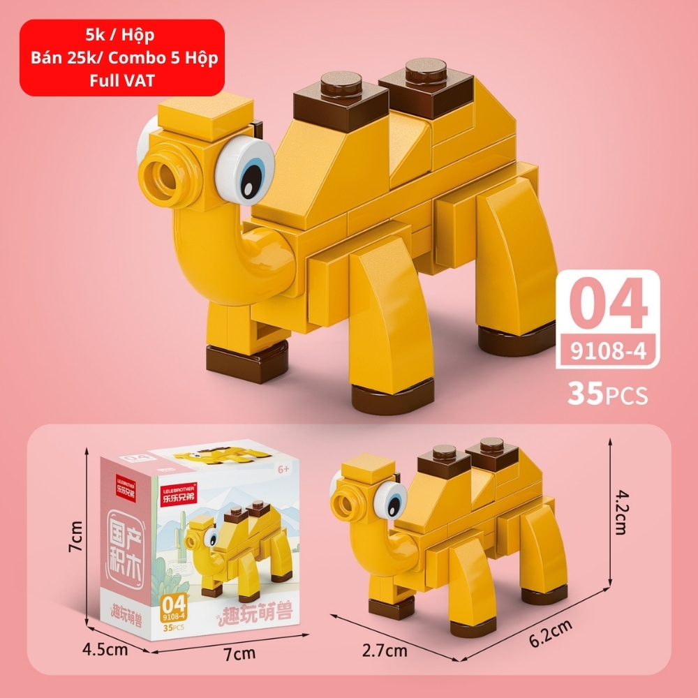 Combo 5 Bộ Lắp Ghép Mô Hình Động Vật 35pcs. SKU: LG-9108-4 ( VAT 001-C5-11 ) - K136-T3-S4