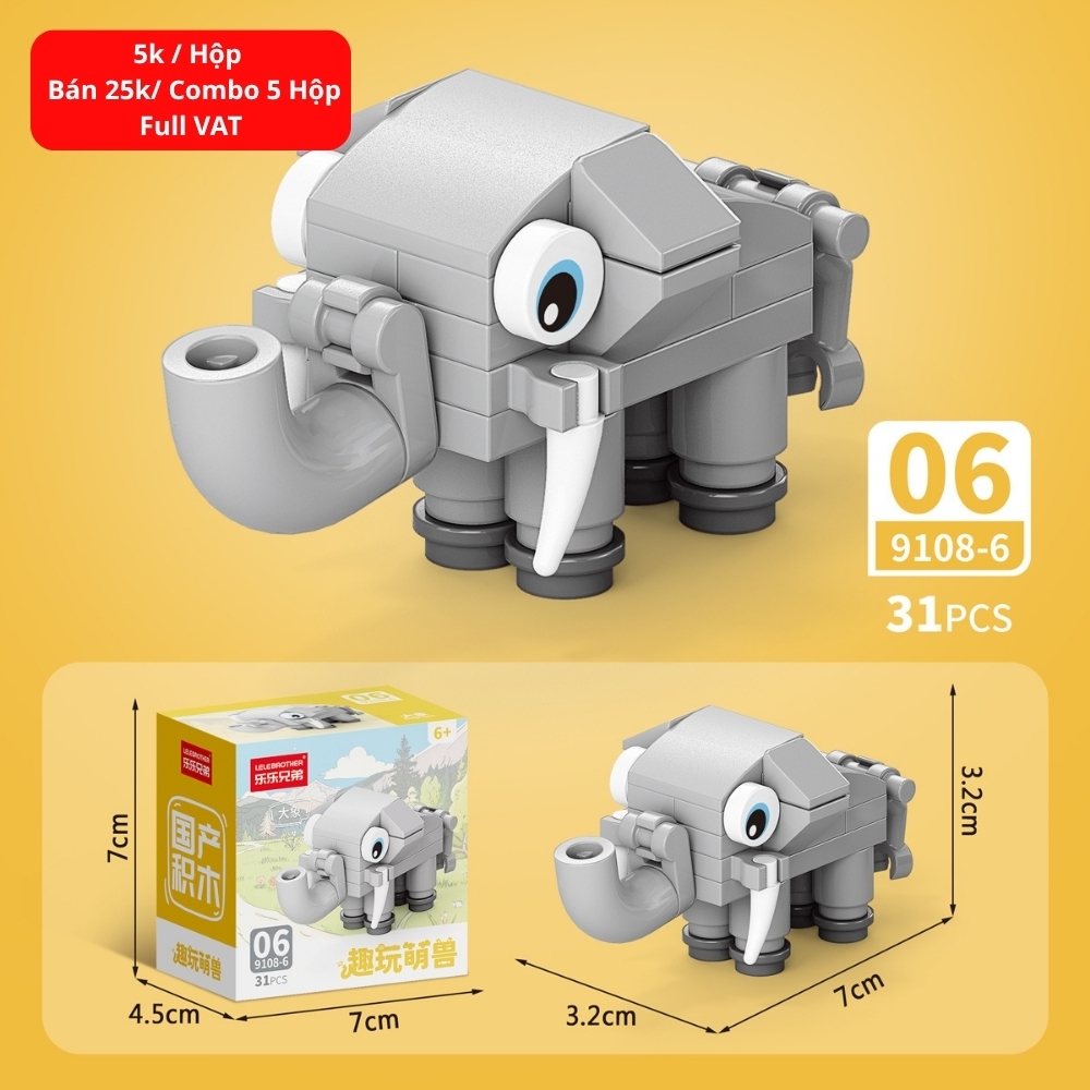 Combo 5 Bộ Lắp Ghép Mô Hình Động Vật 31pcs. SKU: LG-9108-6 ( VAT 001-C5-11 ) - K136-T3-S6