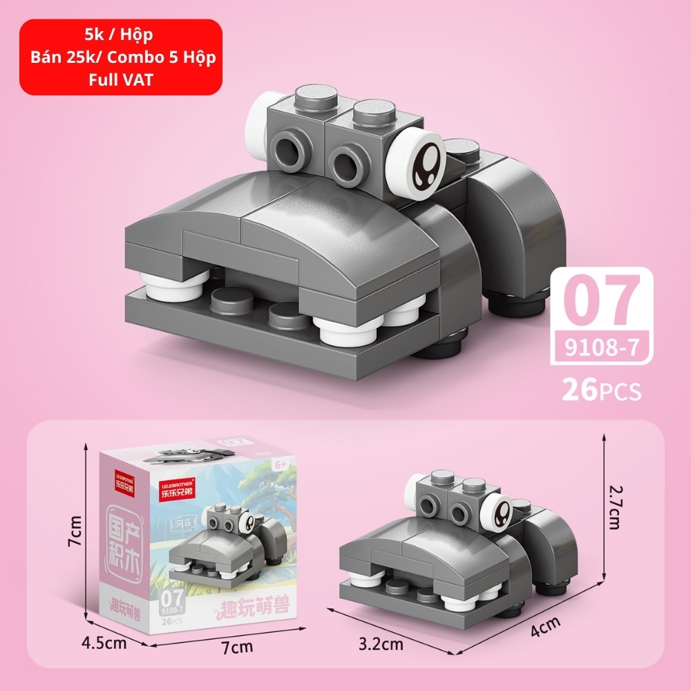 Combo 5 Bộ Lắp Ghép Mô Hình Động Vật 26pcs. SKU: LG-9108-7 ( VAT 001-C5-11 ) - K136-T3-S7