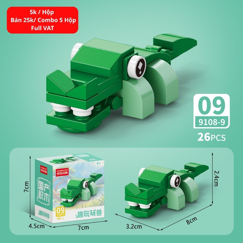 Combo 5 Bộ Lắp Ghép Mô Hình Động Vật 26pcs. SKU: LG-9108-9 ( VAT 001-C5-11 ) - K136-T3-S9