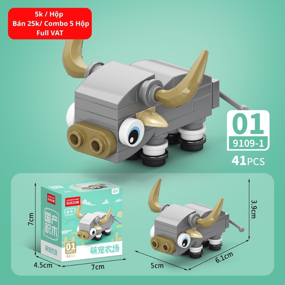 Combo 5 Bộ Lắp Ghép Mô Hình Động Vật 41pcs. SKU: LG-9109-1 ( VAT 001-C5-11 ) - K135-T2-S1