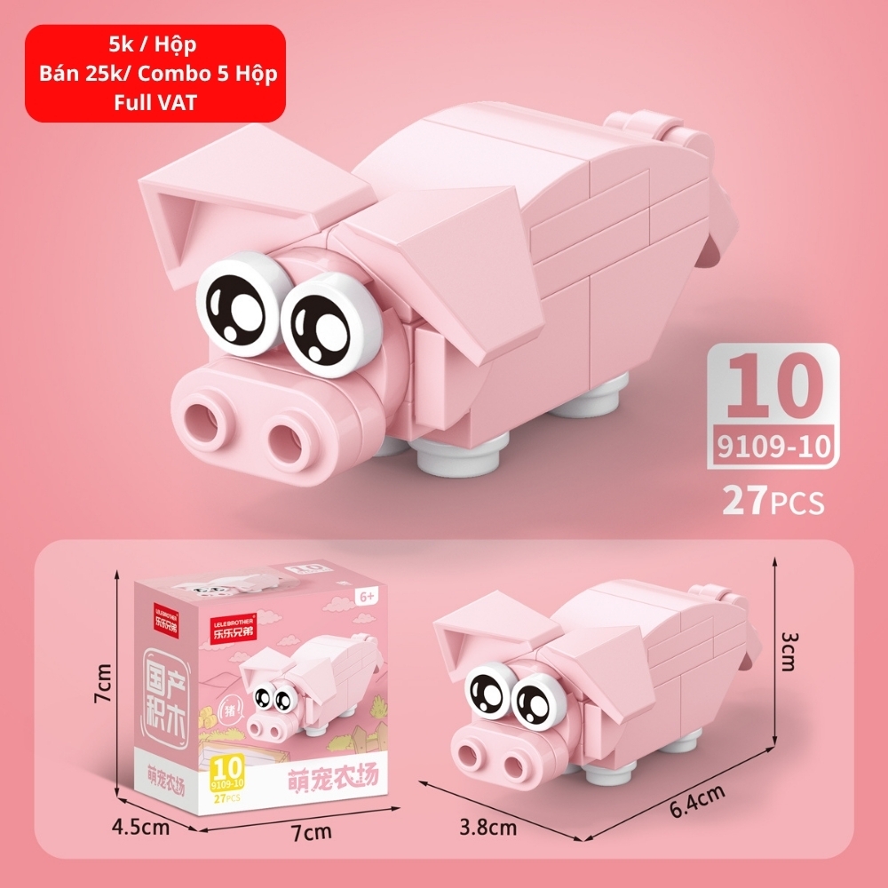 Combo 5 Bộ Lắp Ghép Mô Hình Động Vật 27pcs. SKU: LG-9109-10 ( VAT 001-C5-11 ) - K135-T2-S10