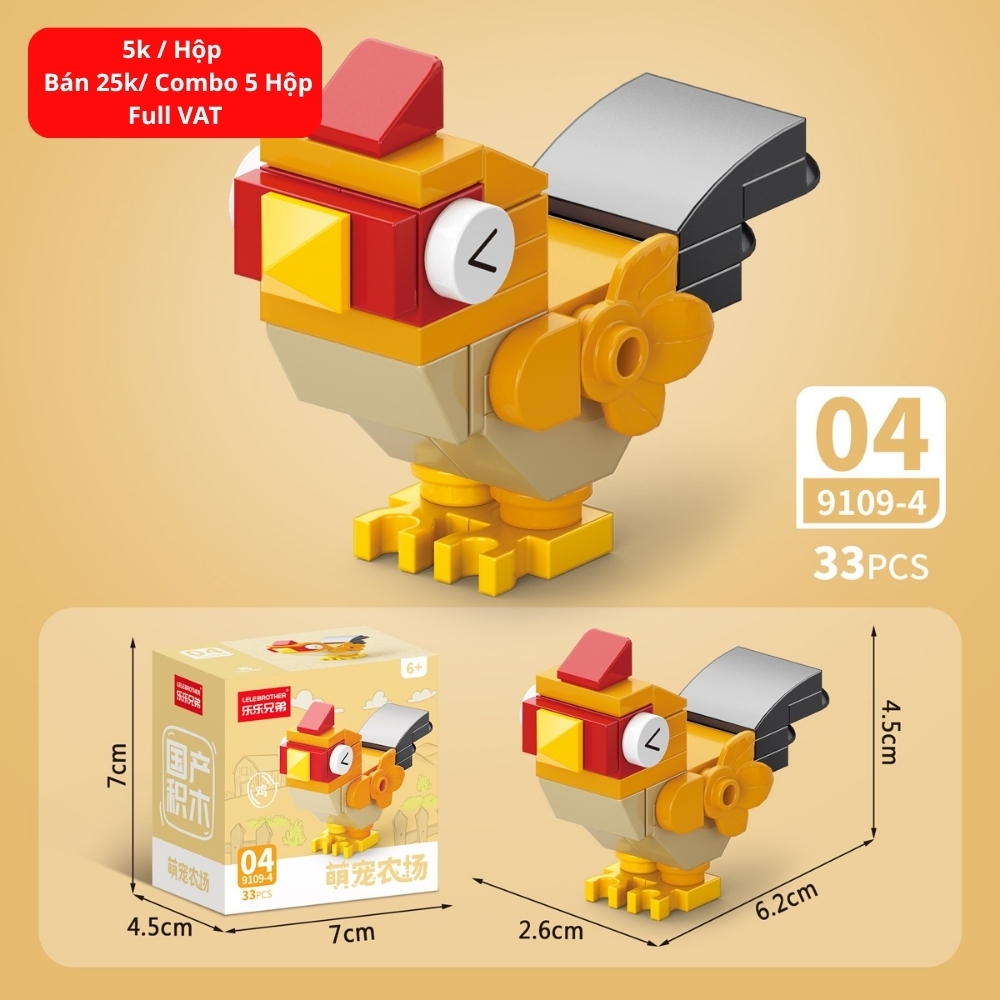 Combo 5 Bộ Lắp Ghép Mô Hình Động Vật 33pcs. SKU: LG-9109-4 ( VAT 001-C5-11 ) - K135-T2-S4