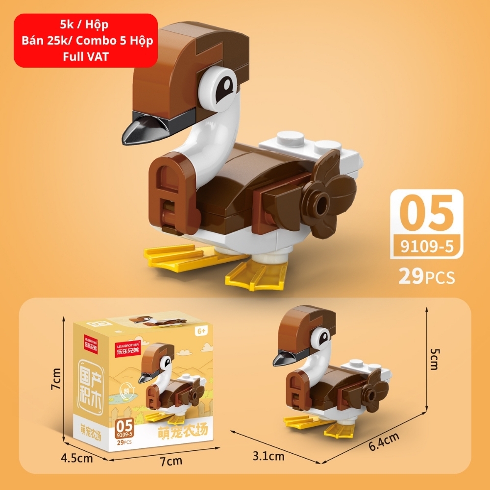 Combo 5 Bộ Lắp Ghép Mô Hình Động Vật 29pcs. SKU: LG-9109-5 ( VAT 001-C5-11 ) - K135-T2-S5