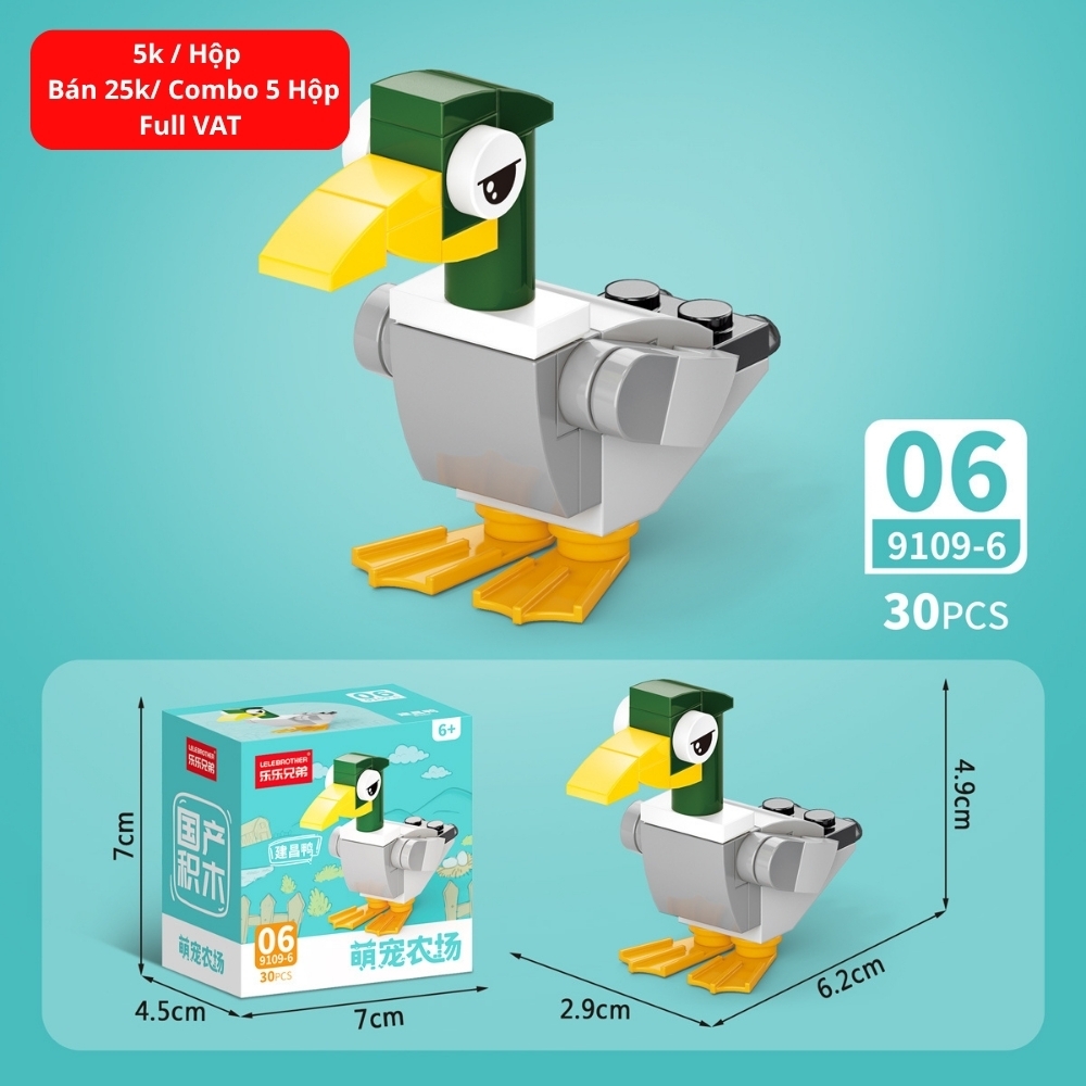 Combo 5 Bộ Lắp Ghép Mô Hình Động Vật 30pcs. SKU: LG-9109-6 ( VAT 001-C5-11 ) - K135-T2-S6