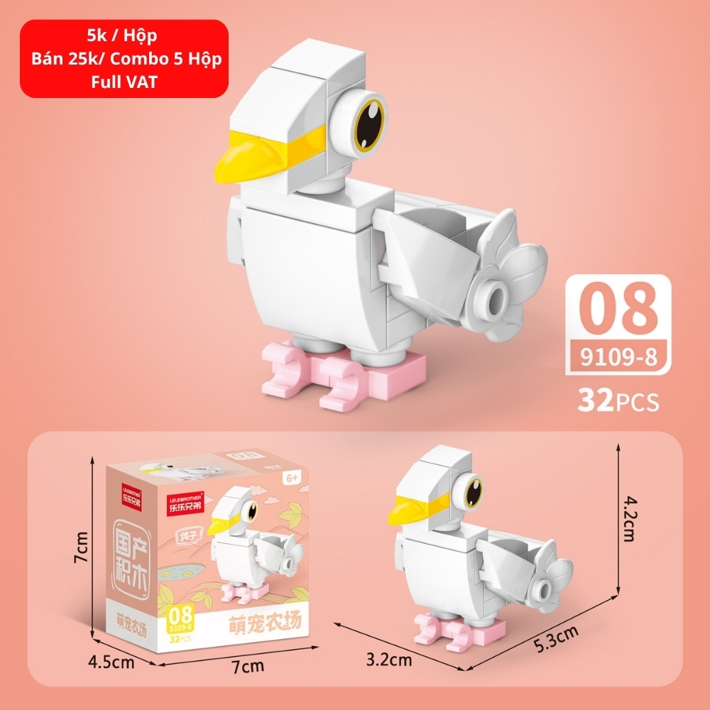 Combo 5 Bộ Lắp Ghép Mô Hình Động Vật 32pcs. SKU: LG-9109-8 ( VAT 001-C5-11 ) - K135-T2-S8