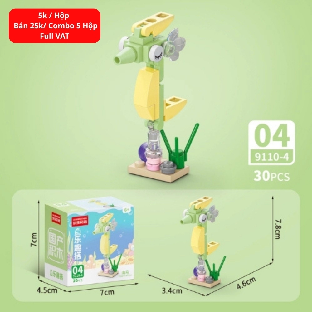 Combo 5 Bộ Lắp Ghép Mô Hình Động Vật Dưới Biển 30pcs. SKU: LG-9110-4 ( VAT 001-C5-11 ) K136-T3-S14