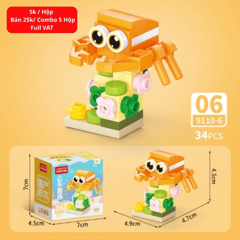 Combo 5 Bộ Lắp Ghép Mô Hình Động Vật Dưới Biển 34pcs. SKU: LG-9110-6 ( VAT 001-C5-11 ) K136-T3-S16