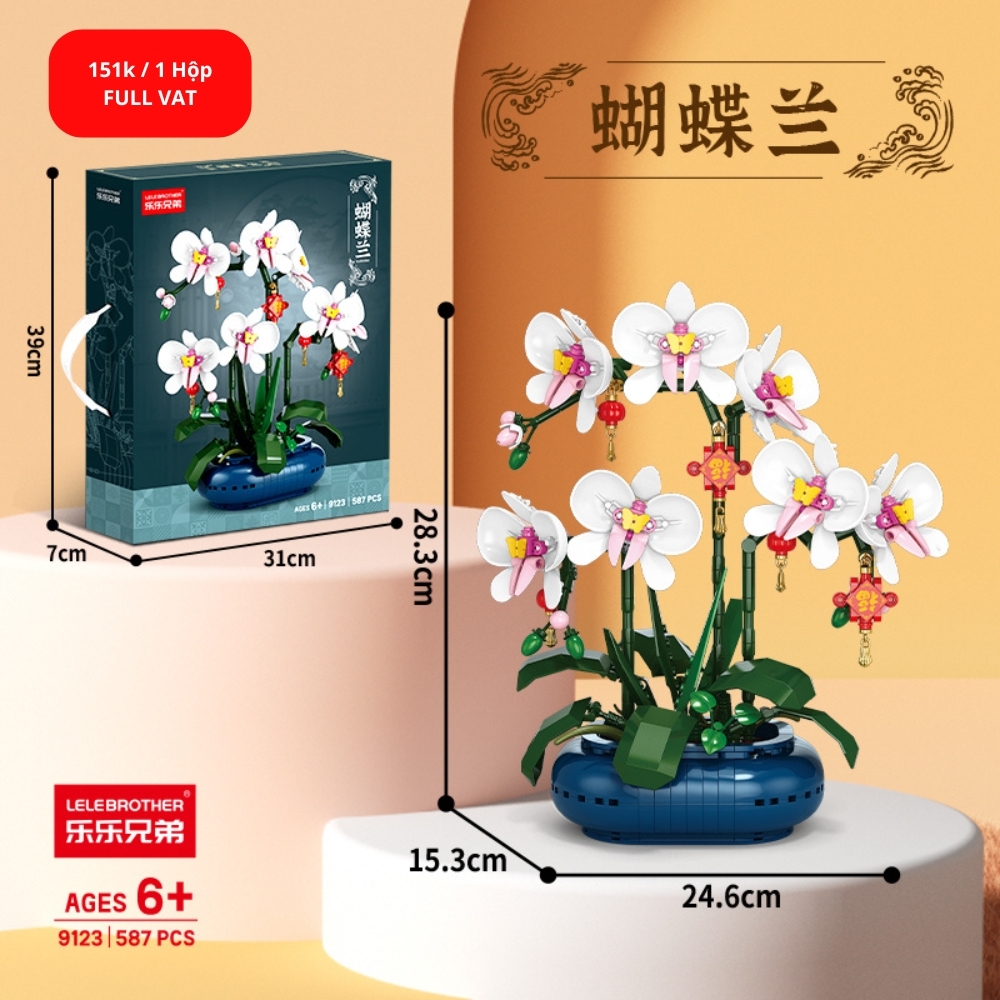 Bộ đồ chơi lắp ghép chậu hoa cảnh 587pcs. SKU: LG-9123 ( VAT 001-06-100 ) K124-T3-S6