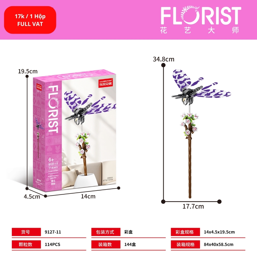 Bộ lắp ghép Hoa & côn trùng 114pcs. SKU: LG-9127-11 ( VAT 001-06-11 ) - K129-T1-S11