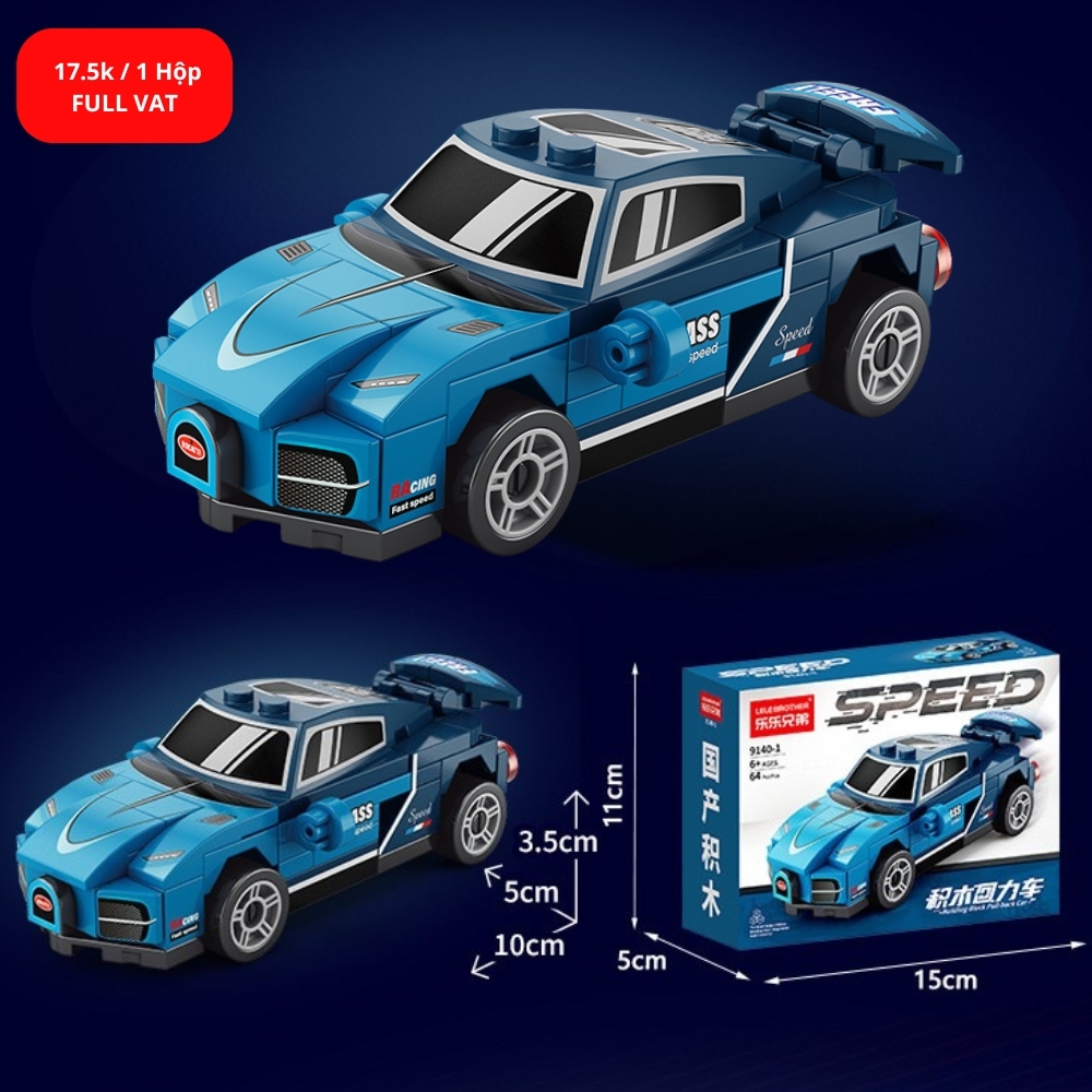 Lắp Ghép Xe Bugatii Chiron Xanh Dương 64 PCS - SKU LG-9140-1 - (VAT 001-07-11) K123-T2-S1