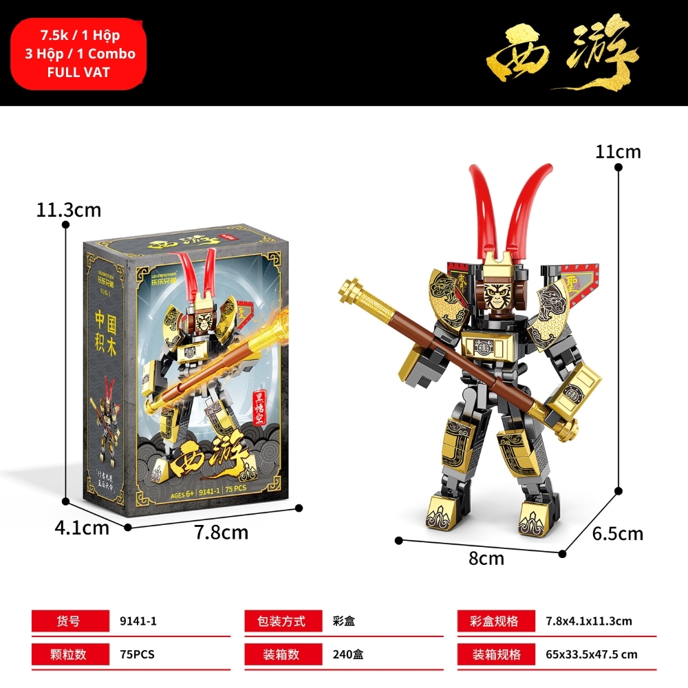 Combo 3 Bộ Lego Tôn Ngộ Không 75 pcs SKU: LG-9141-1 ( VAT 001-C3-11) - K113-T2-S1