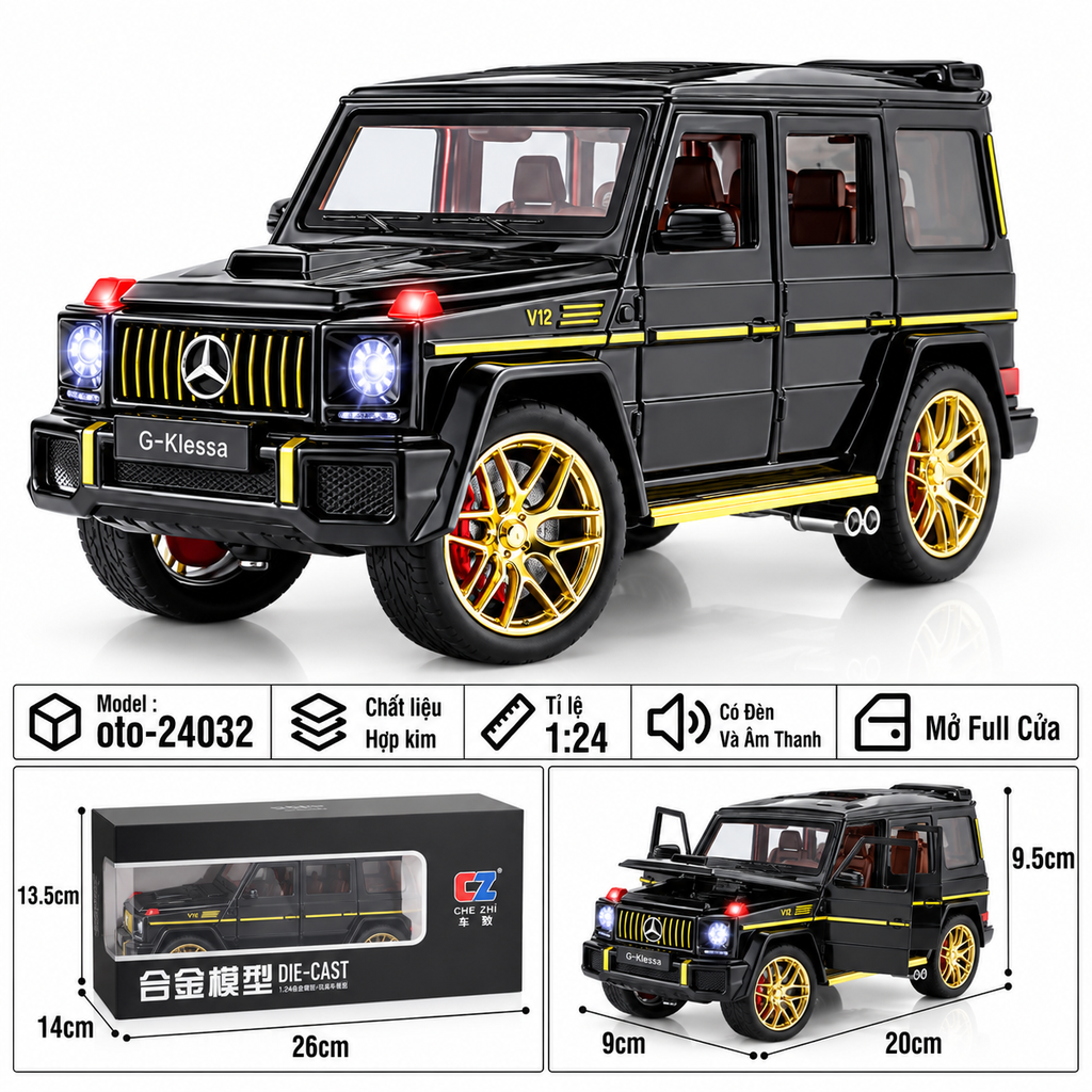 Xe thể thao tỉ lệ 1:24 - chất liệu bằng hợp kim - Có đèn và âm thanh Tính năng mở full cửa - SKU : oto-24032 ( VAT : 103-01-190 )
