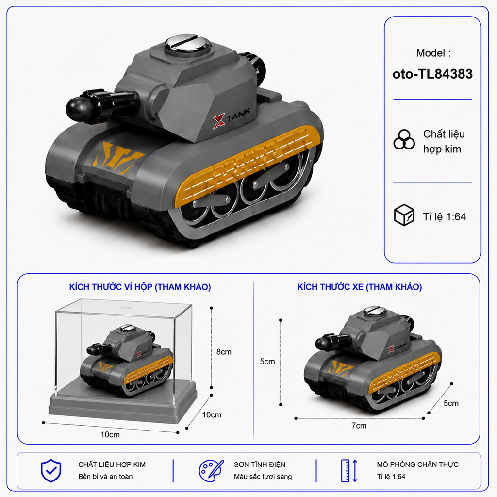 Mô hình Xe Tăng bằng thép hợp kim , tỉ lệ 1:64 - SKU : oto-TL84383 - (VAT: 103-06a-30 )