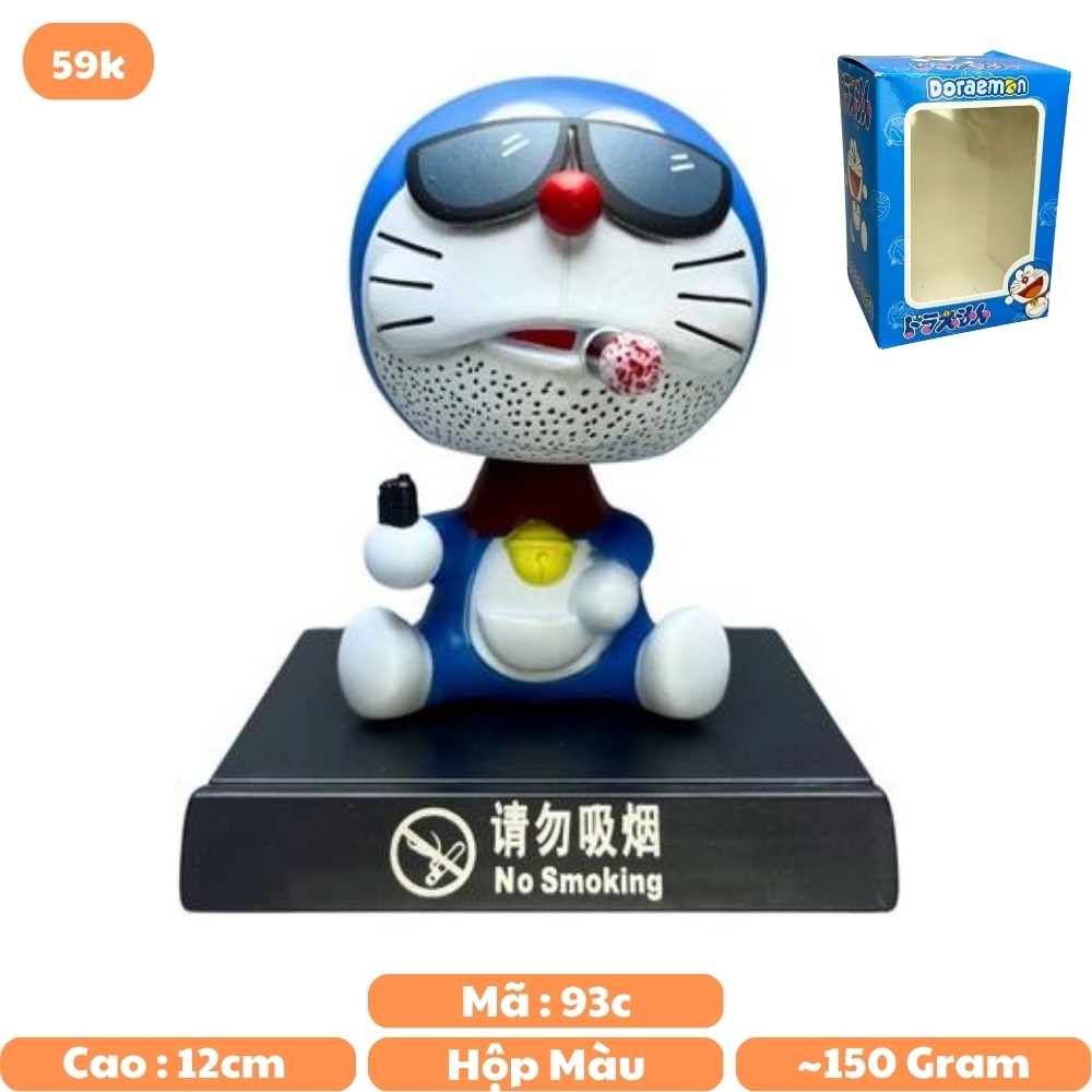 Mô Hình lắc đầu Doremon hút thuốc - Cao 12cm - nặng 150gram - Phụ kiện : đế + miếng dán - FULL BOX : box màu - K74-T1-S2