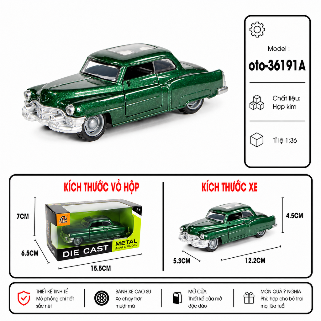 Xe thể thao nhiều kiểu dáng , chất liệu hợp kim , tỉ lệ 1:36 - SKU : oto-36191A ( VAT: 103-01-35 )