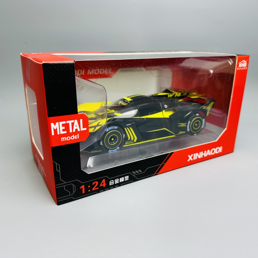 Mô Hình Xe bugati màu vàng đen 1:24 Hợp kim - Có tiếng - đèn pha sáng - Dài 21cm - rộng 9cm - cao 5cm - nặng ~ 800gram - FULL BOX : box màu SKU : oto222 - N3-K6-T4-S1