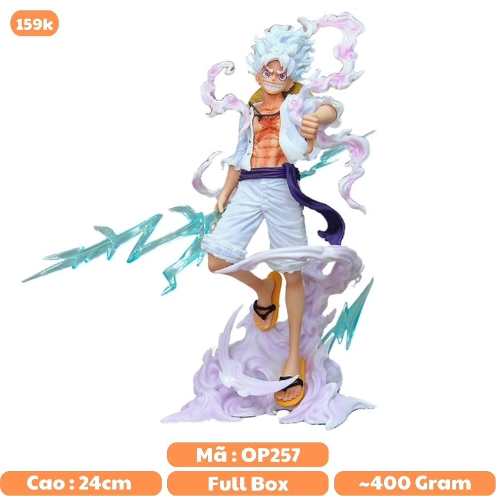 Mô Hình OnePiece Luffy gear 5 dáng đứng tay cầm sét Đế Đục - Cao 24cm - Nặng 400gram , Figure OnePiece - Full Box - N1-K29-T5-S3