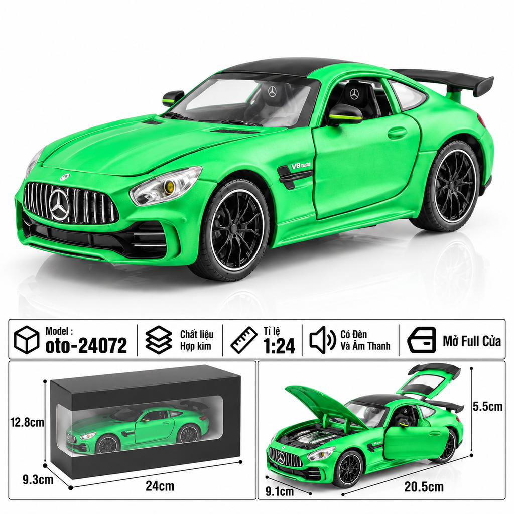 Xe thể thao tỉ lệ 1:24 - chất liệu bằng hợp kim - Có đèn và âm thanh Tính năng mở full cửa - SKU : oto-24072 ( VAT : 103-01-190 )