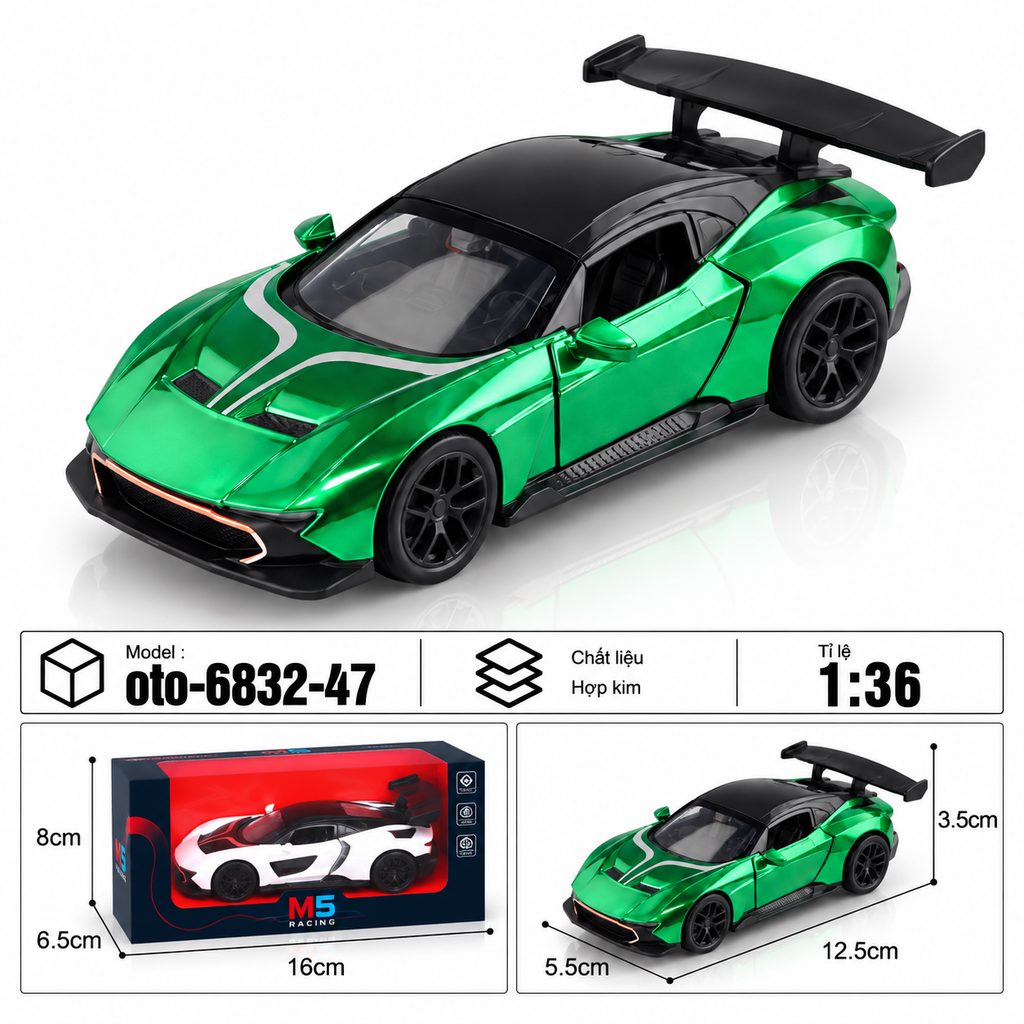 Xe thể thao nhiều màu sắc chất liệu hợp kim , tỉ lệ 1:36 : SKU : oto-6832-47 ( Vat : 103-01-35 )