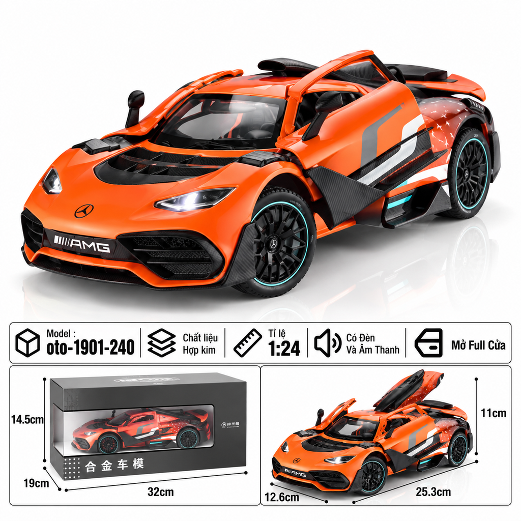 Xe thể thao tỉ lệ 1:24 - chất liệu bằng hợp kim - Có đèn và âm thanh Tính năng mở full cửa - SKU : oto-1901-240 ( VAT : 103-01-180 )