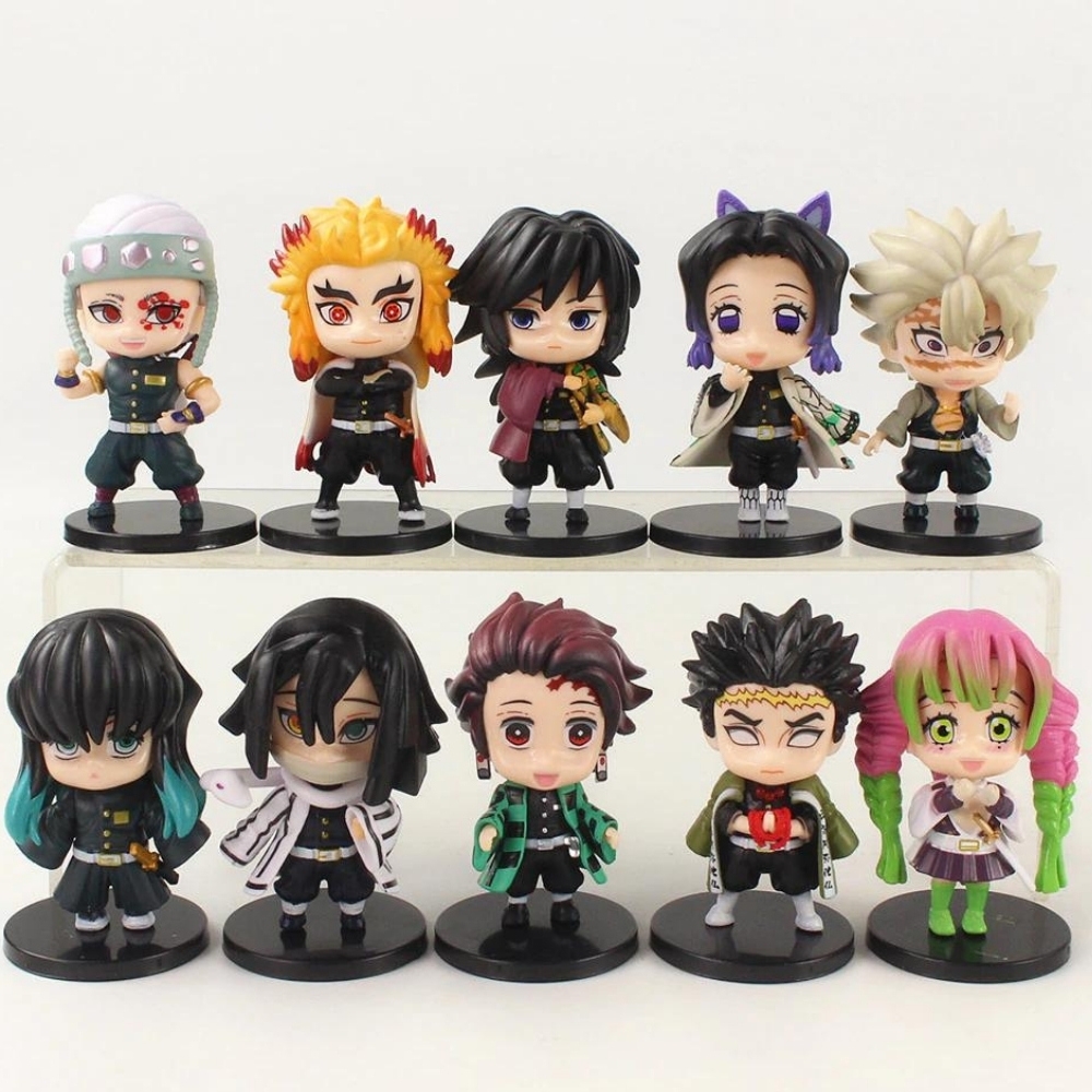 Mô hình Demon Slayer Bộ 10 các nhân vật thanh gươm diệt quỷ , cao 7 - 8 cm - Figure Kimetsu No Yaiba - No Box - N3-K44-T1-S3