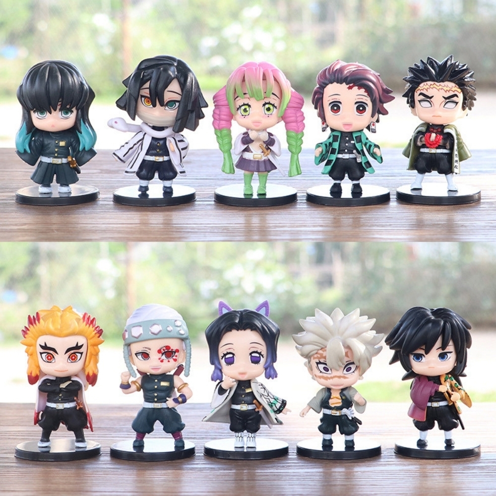 Mô hình Demon Slayer Bộ 10 các nhân vật thanh gươm diệt quỷ , cao 7 - 8 cm - Figure Kimetsu No Yaiba - No Box - N3-K44-T1-S3