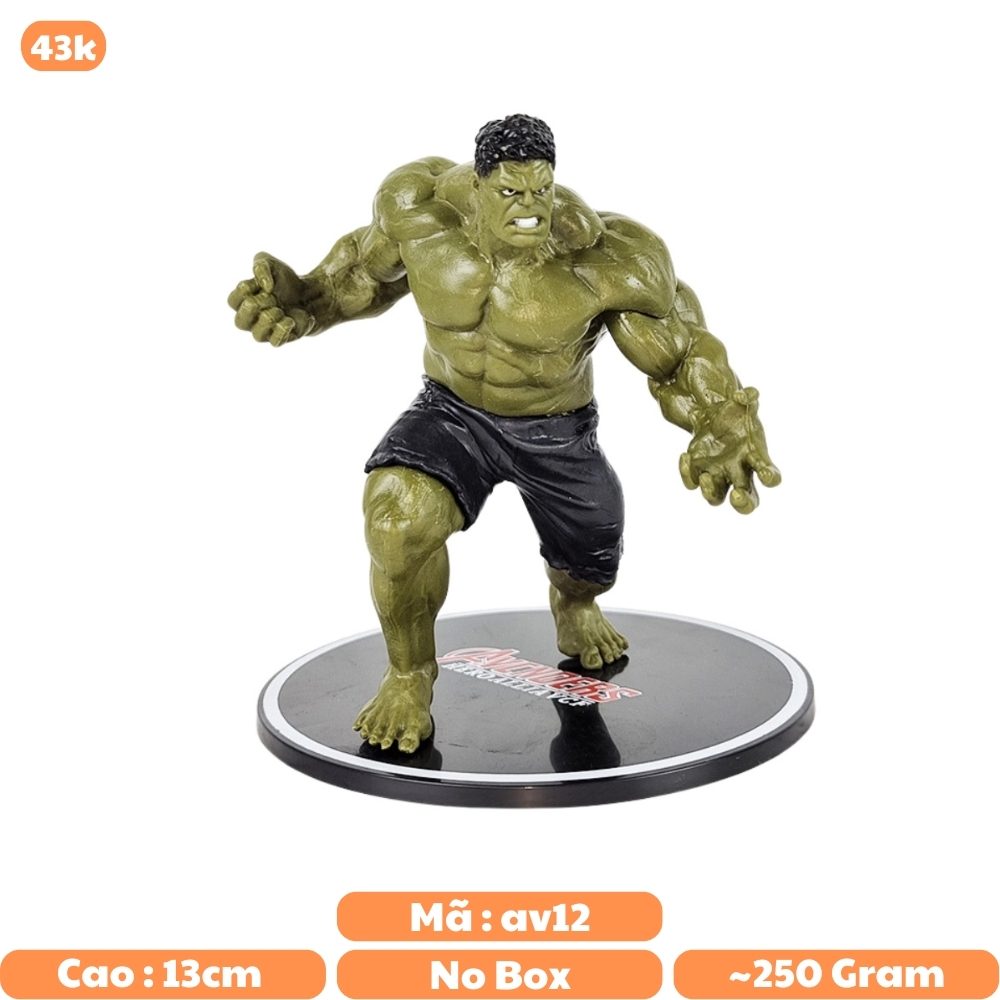 Mô Hình Avenger Hulk Khổng lồ xanh - Cao 13cm - Rộng 13.5cm - Nặng 250gram - Figure Avenger - No Box : Bọc túi OPP - N1-K37-T1-S6