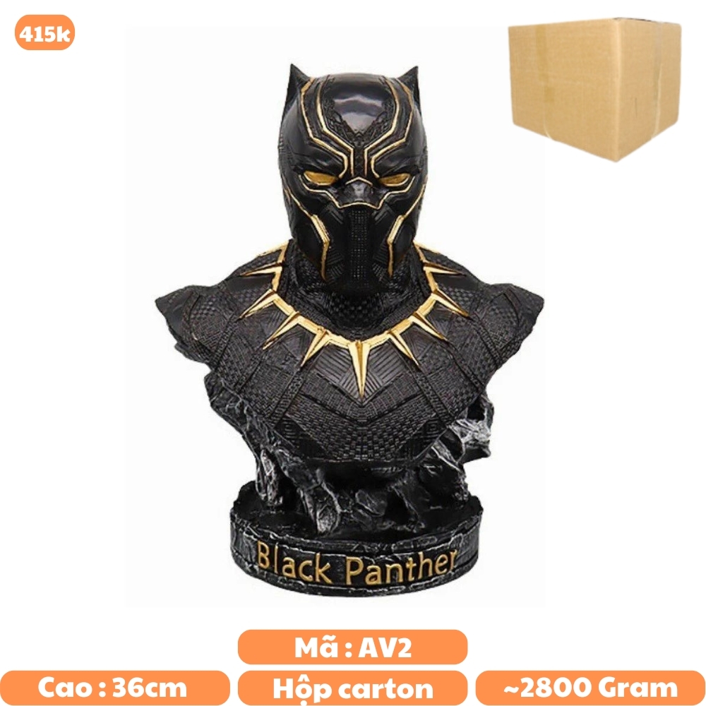 Hàng Loại 1 - Mô Hình Avenger Tượng bán thân Black Panther vàng ( Báo Đen ) cao 36 cm nặng 2.8 Kg - Figure Avenger - Hộp carton - N3-T5