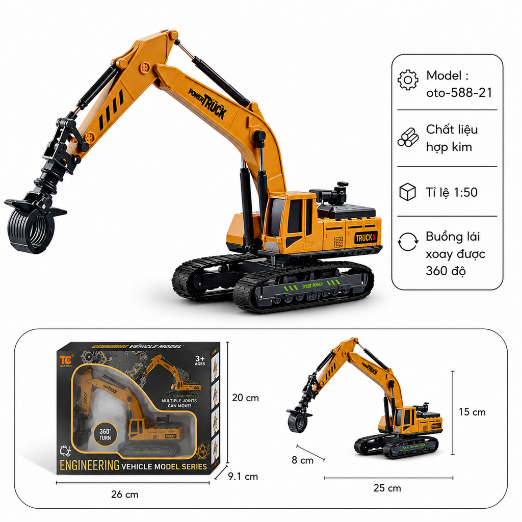 Mô Hình 4 loại Xe Cần Cẩu , chất liệu hợp kim và nhựa - Dài 25cm - rộng 8cm - cao 15cm - SKU : oto-588-21 - ( Vat : 003-01-70 !!! )
