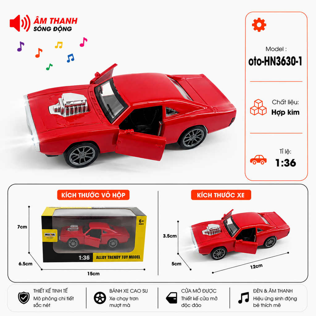 Xe thể thao nhiều kiểu dáng ( Có Đèn , Có Nhạc ) . Chất liệu hợp kim , tỉ lệ 1:36 - SKU : oto-HN3630-1 - ( VAT : 103-01-35 )