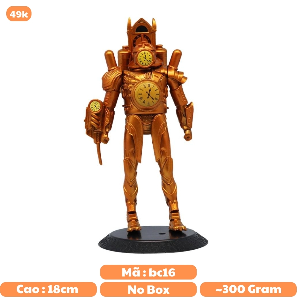 Mô Hình Toilet Man ngưới đồng hồ vàng nhân vật trong Skibidi Toilet bản B - Cao 18cm - nặng 200Gram - Bọc túi OPP - No Box - N3-K51-T2-S3