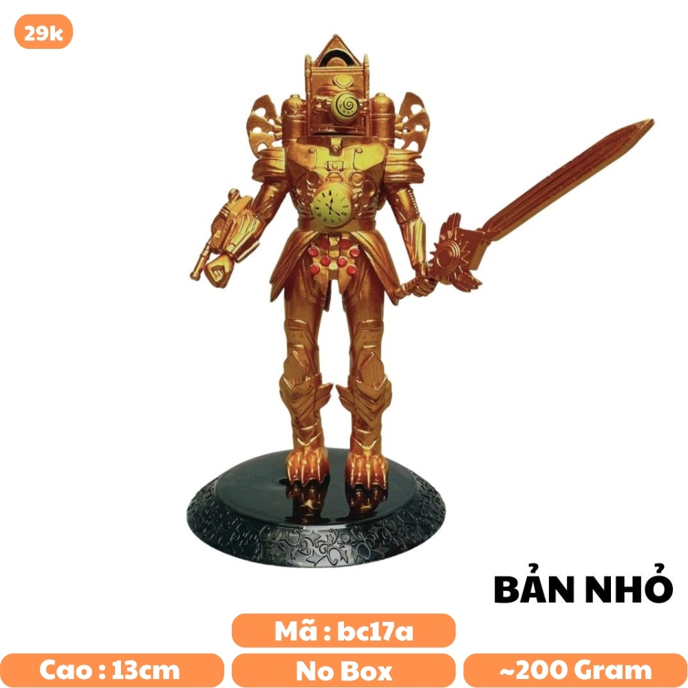 Mô Hình Toilet Man ngưới đồng hồ vàng cầm kiếm bản nhỏ nhân vật trong Skibidi Toilet - Cao 13cm - nặng 200Gram - Bọc túi OPP - No Box N3-K40-T3-S1