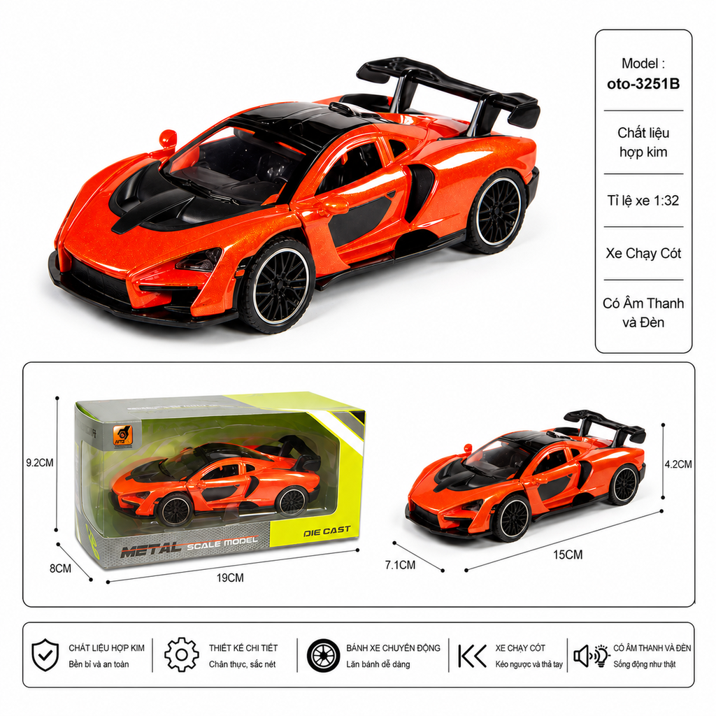 Mô Hình xe oto  McLaren hợp kim , tỉ lệ 1:32- Dài 15cm - rộng 7.1cm - cao 4.2cm - SKU : oto-3251B - ( Vat : 002-05-60 !!! ) -