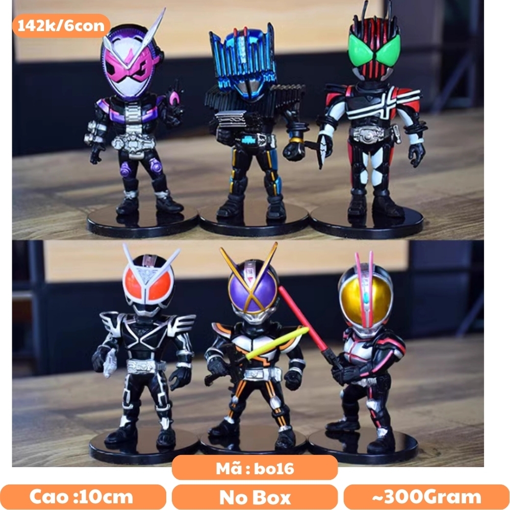 Mô Hình Bộ 6 nhân vật Kamen Rider chibi bản B - Cao 10cm - nặng 300gram - No Box : bọc túi OPP - Figure anime Kamen Rider-K21-T2-S6