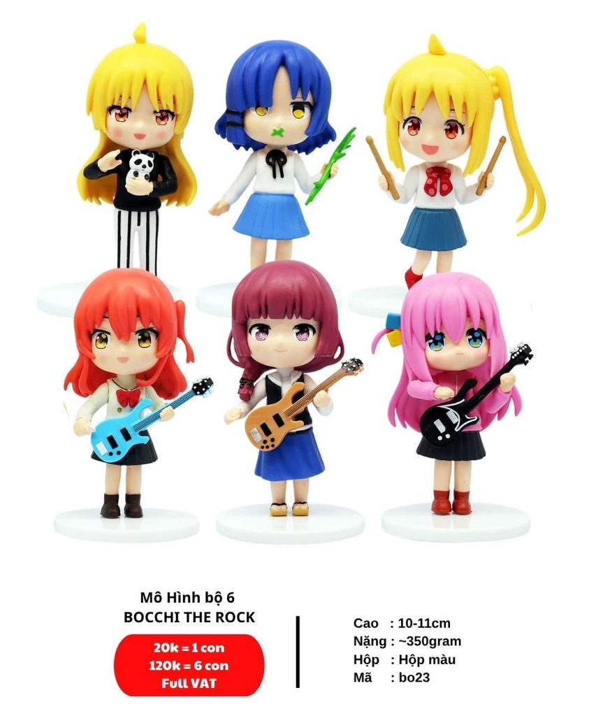 ( Giá 1 con - Bộ 6 con - Đặt Số Lượng 6 ) - Mô Hình BOCCHI THE ROCK bộ 6 nhân vật - Cao 10-11cm - Nặng 350gram - Figure anime BOCCHI THE ROCK - No Box - Bọc Túi opp - (VAT G873-79)- K24-T3-S12