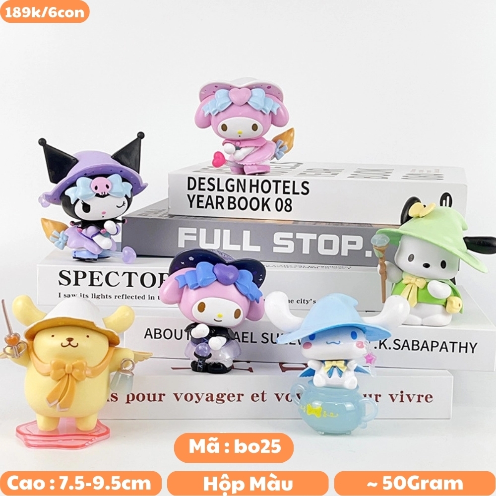 Mô hình kuromi Bộ 6 Melody Kuromi - cao 7.5 - 9.5cm - Nặng 50gram - Bọc Túi - hộp màu  - N3-K36-T1-S1