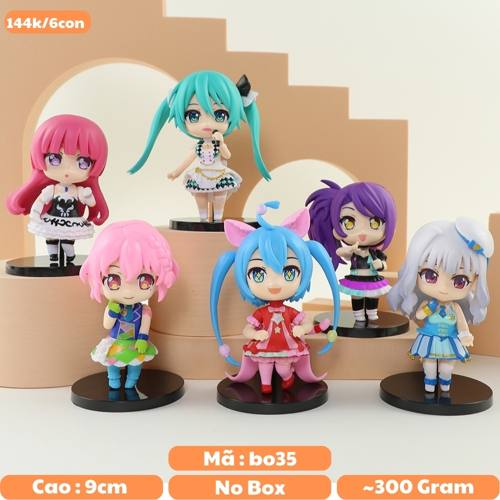 Mô Hình Hatsune Miku bộ 6 mô hình miku Bản B - Cao 9cm - nặng 300gram - Figure Miku - Bọc Túi - No Box - K24-T2-S9