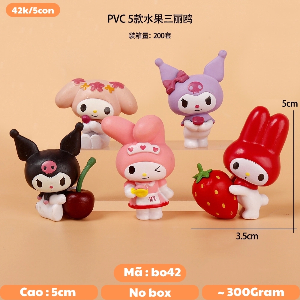 Mô hình kuromi bộ 5 kuromi - cao 5cm - Nặng 300gram - Bọc Túi - No Box N3-K60-T3-S1