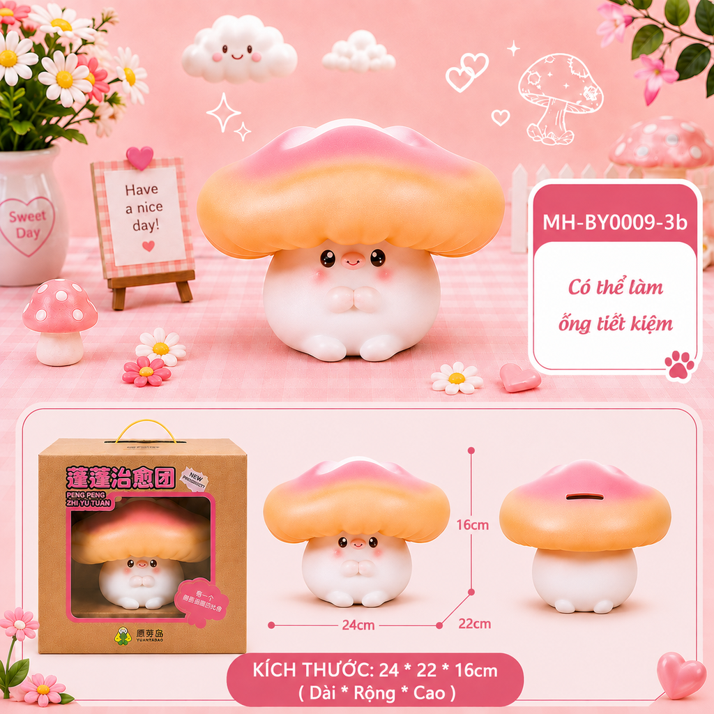 Mô Hình Các Con Vật Cosplay Cây Nấm Size Lớn KT 24*22*16cm - SKU : MH-BY0009-3 - (VAT: 002-09-110)