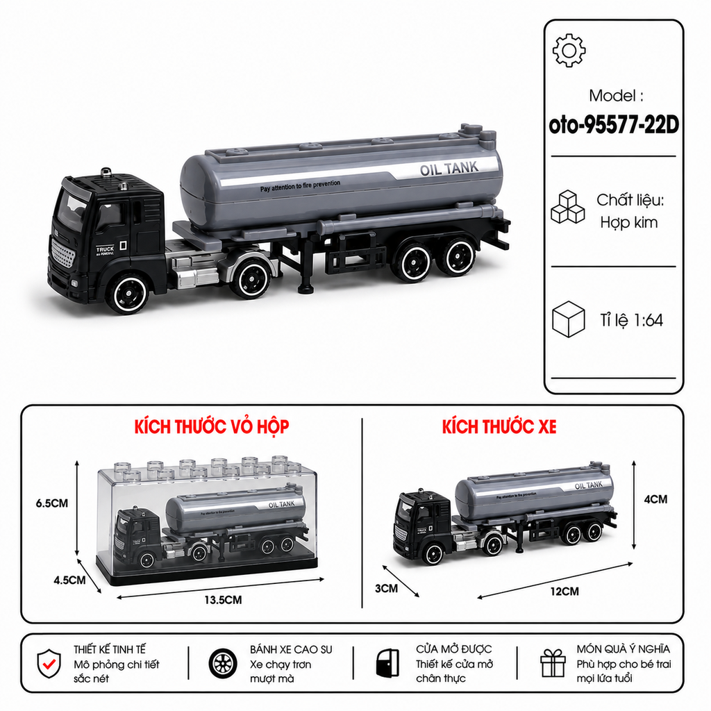 Xe Bồn chở nước - chất liệu hợp kim - tỉ lệ 1:64 - SKU : oto-95577-22D ( VAT : 103-01-25 ) - K154-T2-S2
