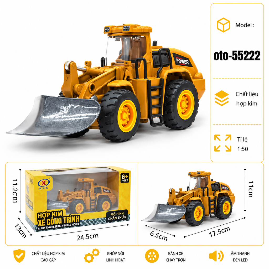 Mô hình xe công trình hợp kim tỉ lệ 1:50 - SKU : oto-55222 ( VAT : 103-02-50 )