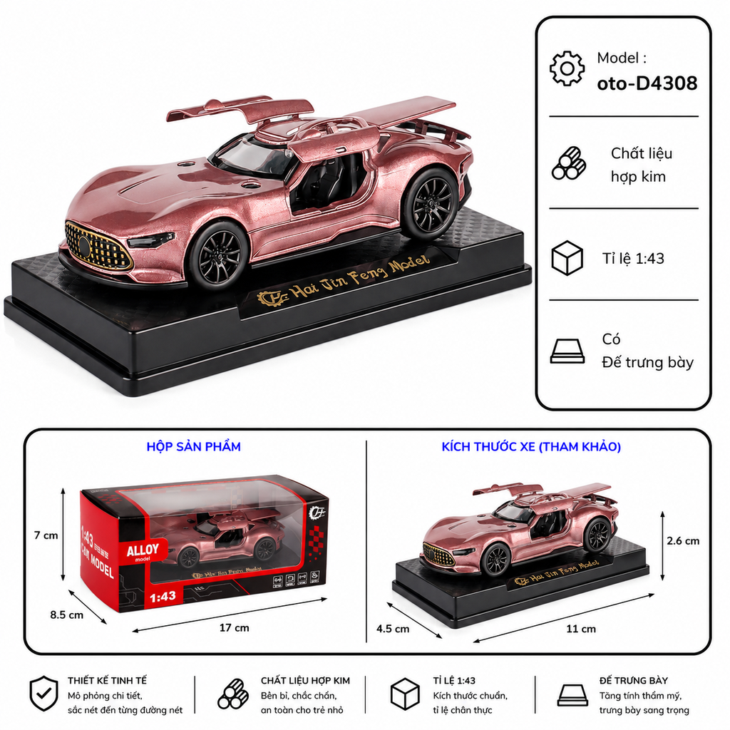 Xe ô tô thể thao hợp kim nhiều kiểu dáng , tỉ lê 1:43 - SKU :oto-D4308 - ( VAT : 003-01-35 )