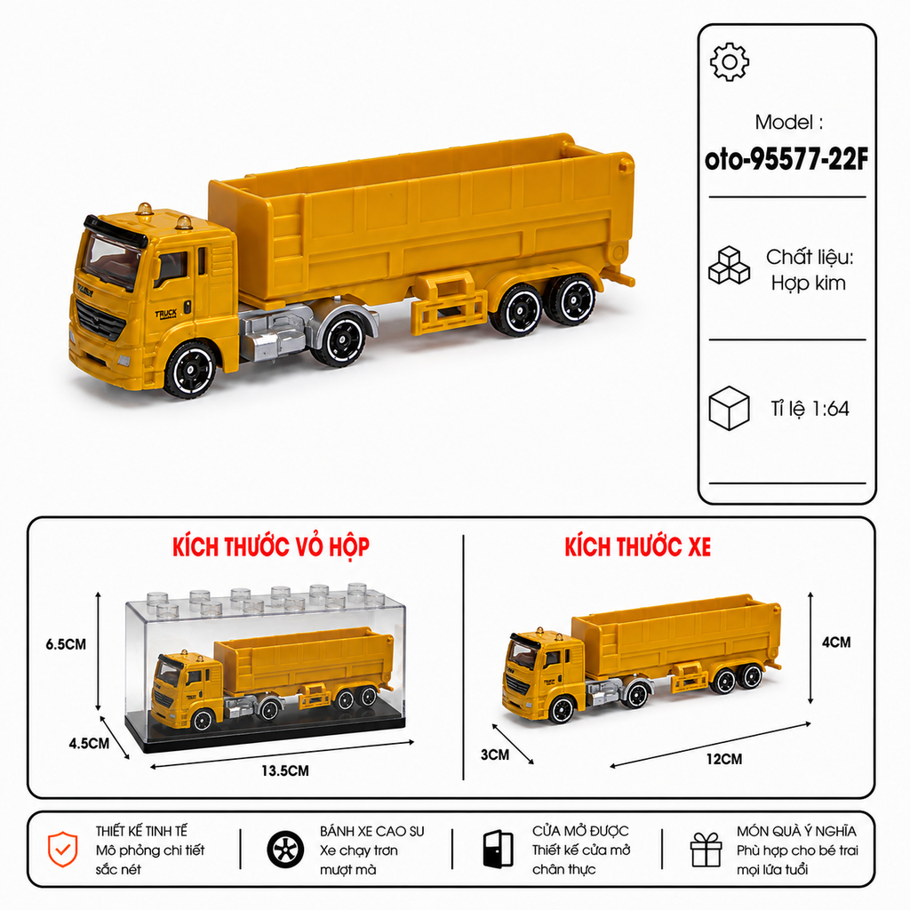 Xe Chở Hàng , chất liệu bằng hợp kim , có hộp meca trưng bày ,  tỉ lệ 1:64 - SKU: oto-95577-22F ( VAT : 103-01-25 ) - K154-T2-S1