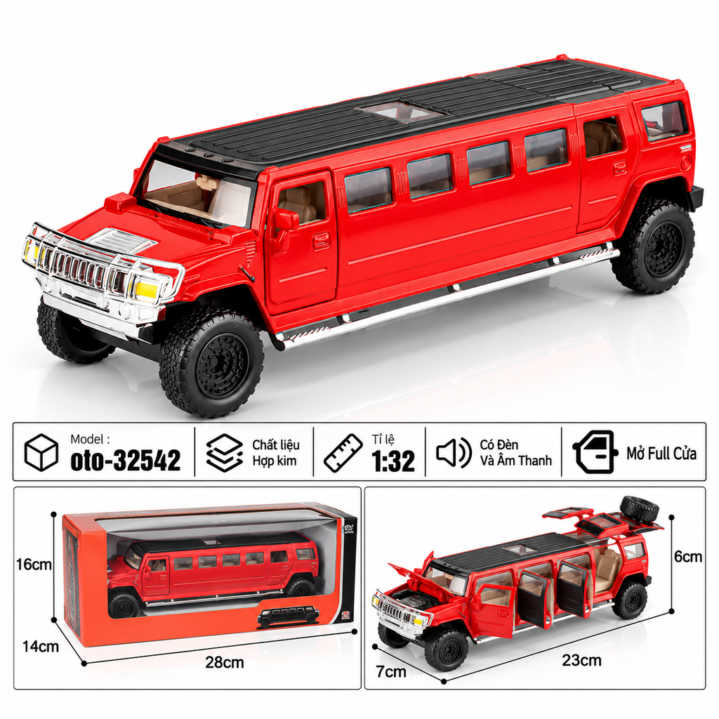 Xe thể thao tỉ lệ 1:32 - chất liệu bằng hợp kim - Có đèn và âm thanh  Tính năng mở full cửa - SKU : oto-32542 ( VAT : 103-01-150 )
