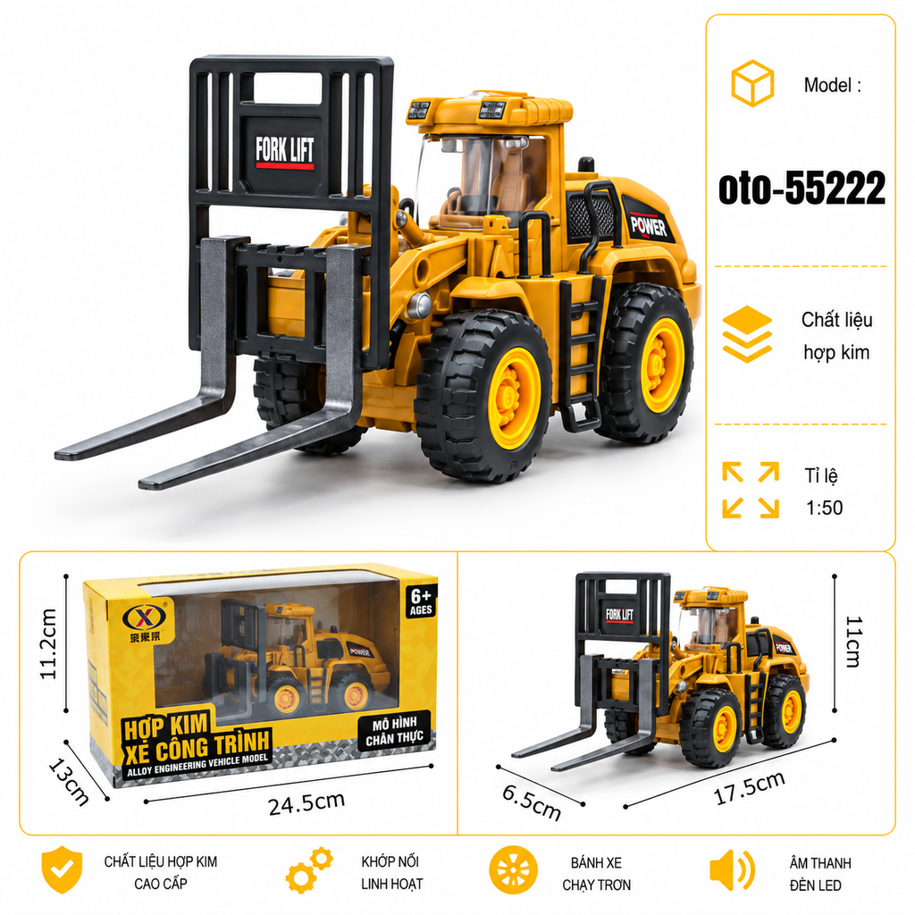 Mô hình xe công trình hợp kim tỉ lệ 1:50 - SKU : oto-55222 ( VAT : 103-02-50 )