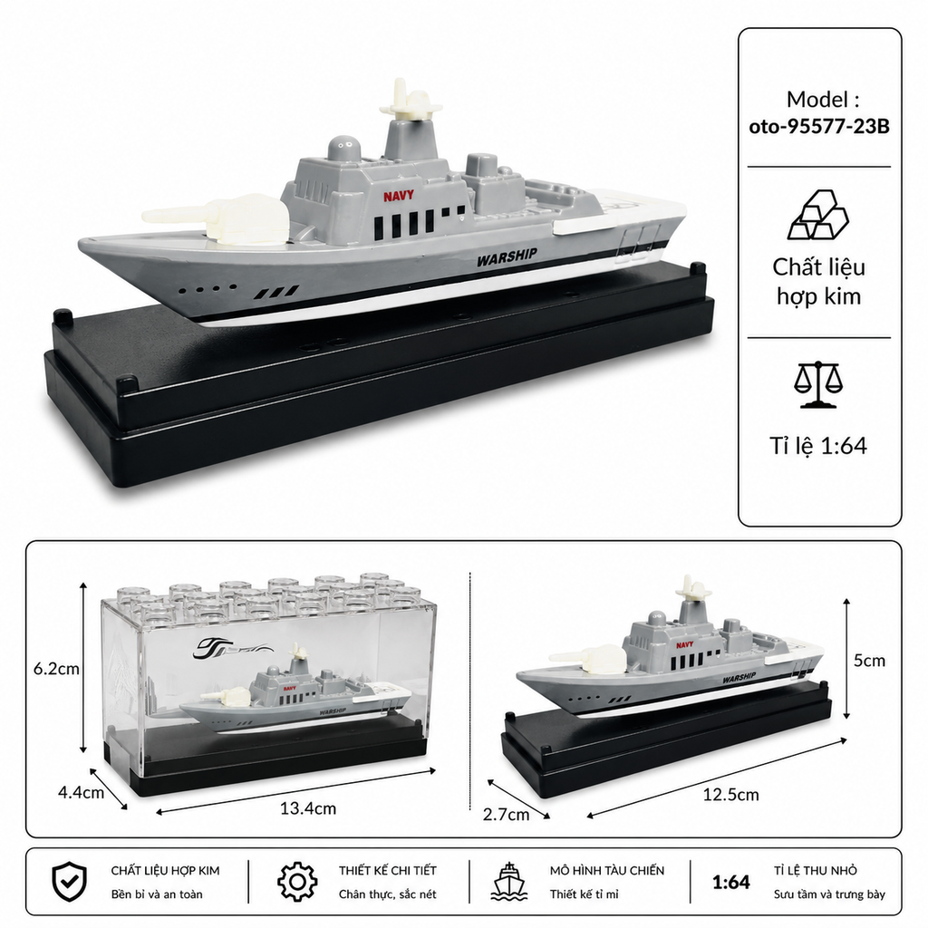 Mô Hình Tàu Hải Quân tỉ lệ 1:64 chất liệu hợp kim - SKU : oto-95577-23B ( Vat : 103-05-20 !!! )
