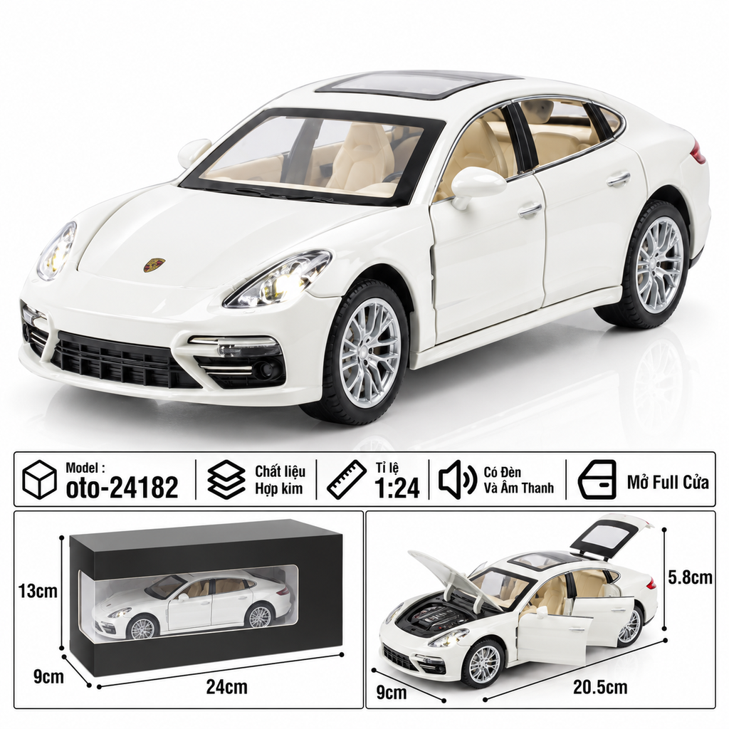 Xe thể thao tỉ lệ 1:24 - chất liệu bằng hợp kim - Có đèn và âm thanh Tính năng mở full cửa - SKU : oto-24182 ( VAT : 103-01-190 )